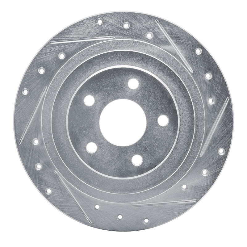 Subaru Legacy Brake Rotor (1) - Rear Right - R1 Concepts - Drilled & Slotted - Silver - `00-`06